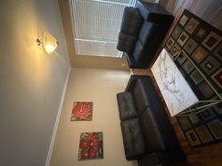 Living room all black leather 2 pc sofa set with queen size
